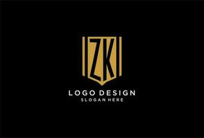 zk monogram logotyp med geometrisk skydda ikon design vektor