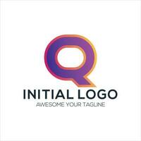 första q logotyp design lutning färgrik vektor
