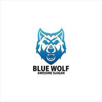 Blau Kopf Wolf Logo Design Gradient Linie Kunst vektor