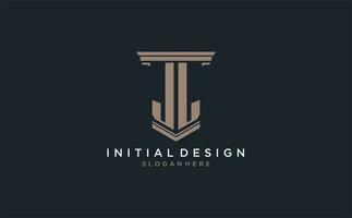 J L Initiale Logo mit Säule Stil, Luxus Gesetz Feste Logo Design Ideen vektor