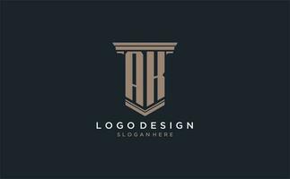 ak Initiale Logo mit Säule Stil, Luxus Gesetz Feste Logo Design Ideen vektor