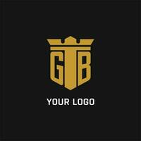 gb Initiale Logo mit Schild und Krone Stil vektor