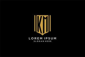 km monogram logotyp med geometrisk skydda ikon design vektor