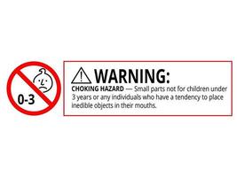 varning kvävningsrisk små delar nej för spädbarn 3 år förbjudet tecken vektor