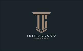 ich G Initiale Logo mit Säule Stil, Luxus Gesetz Feste Logo Design Ideen vektor