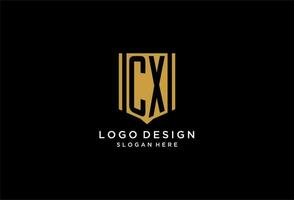 cx Monogramm Logo mit geometrisch Schild Symbol Design vektor