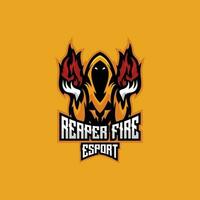 Sensenmann Feuer Logo Esport Mannschaft Design Maskottchen Spielen vektor