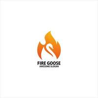 Feuer mit Gans Logo Design Gradient Farbe vektor