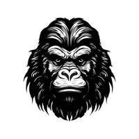 Gorilla Kopf, Jahrgang Logo Linie Kunst Konzept schwarz und Weiß Farbe, Hand gezeichnet Illustration vektor