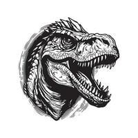 giganotosaurus, årgång logotyp linje konst begrepp svart och vit Färg, hand dragen illustration vektor