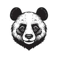 panda, årgång logotyp linje konst begrepp svart och vit Färg, hand dragen illustration vektor