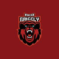 rot Grizzly Logo Design Maskottchen Esport Spielen vektor