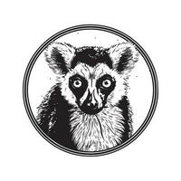 lemur, årgång logotyp linje konst begrepp svart och vit Färg, hand dragen illustration vektor
