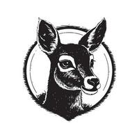 Moschus Reh, Jahrgang Logo Linie Kunst Konzept schwarz und Weiß Farbe, Hand gezeichnet Illustration vektor