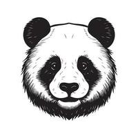 panda, årgång logotyp linje konst begrepp svart och vit Färg, hand dragen illustration vektor