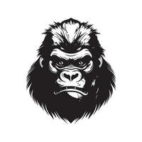 gorilla huvud, årgång logotyp linje konst begrepp svart och vit Färg, hand dragen illustration vektor