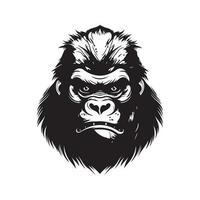 Gorilla Kopf, Jahrgang Logo Linie Kunst Konzept schwarz und Weiß Farbe, Hand gezeichnet Illustration vektor
