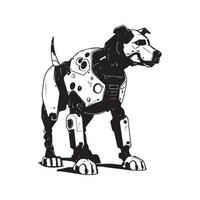 hund robot maskin, årgång logotyp linje konst begrepp svart och vit Färg, hand dragen illustration vektor