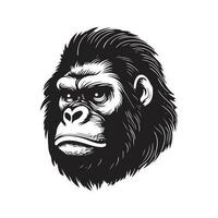 Gorilla, Jahrgang Logo Linie Kunst Konzept schwarz und Weiß Farbe, Hand gezeichnet Illustration vektor