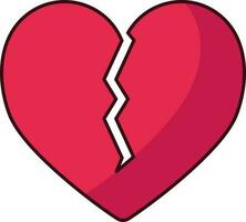 röd bruten hjärta ikon vektor
