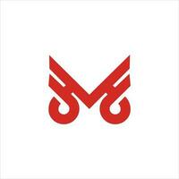 första m med vingar logotyp design linje konst vektor