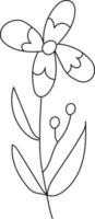 illustration av en blomma, svart och vit blomma, botanisk vektor, översikt, illustration, natur, blomma, sommar vektor