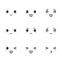 kawaii Emoticon Gesicht Sammlung. vektor