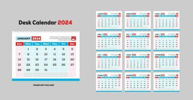 kostenlos Schreibtisch Kalender 2024 vektor