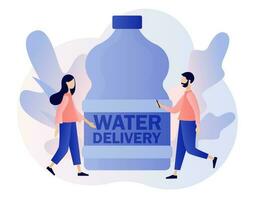 vatten leverans service. stor flaska med rena vatten. tillförsel, frakt. modern platt tecknad serie stil. vektor illustration på vit bakgrund