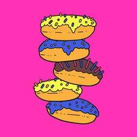 einstellen von Vektor hell lecker Donuts. einstellen von Donuts zum National Krapfen Tag