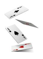 3d realistisch Vektor Symbol Illustration. fliegend Asse von Diamanten Vereine Spaten und Herzen spielen Karten. isoliert auf Weiß Hintergrund.