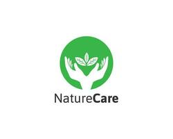 Natur Pflege Logo mit Blatt Pflanze Illustration vektor