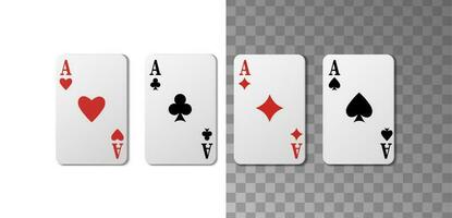 3d realistisch Vektor Symbol. spielen Karten von Asse von Diamanten Vereine Spaten und Herzen auf Weiß Hintergrund.