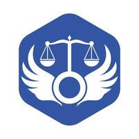 Flügel Gesetz Feste Logo Design Vektor Design. einfach Waage von Rechtsanwalt Gesetz Logo Vektor.