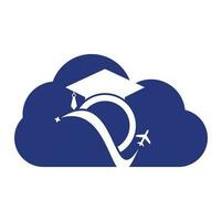 Studie Reise Wolke gestalten Konzept Logo Design Vorlage. Bildung Hut und Luft Flugzeug Logo Design Logo. vektor