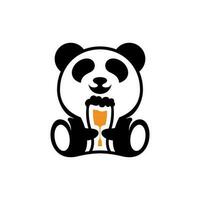 Vektor von Panda mit ein Glas von Bier, Tasse Panda Bier Logo Design Vektor Vorlage