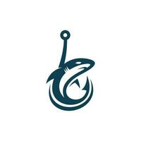 Angeln Haken hängend Hai kreativ modern Logo vektor