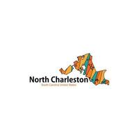 Karte von Norden Charleston Süd Carolina Stadt geometrisch kreativ Design vektor