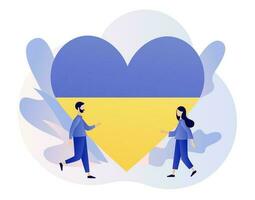 be för ukraina. hjärta med färger av ukrainska flagga. Nej krig. sluta krig. spara ukraina. modern platt tecknad serie stil. vektor illustration på vit bakgrund