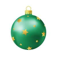 grüne Weihnachtsbaumkugel mit goldenem Stern vektor