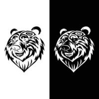 Björn huvud stam- tatuering svart och vit vektor illustration.