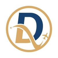 Brief d Luft Reise Logo Design Vorlage. d Brief und Flugzeug Logo Design Symbol Vektor. vektor