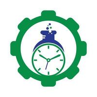 Zeit Labor Ausrüstung gestalten Konzept Logo Vektor Design. Uhr Labor Logo Symbol Vektor Design.