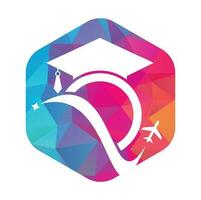 Studie Reise Logo Design Vorlage. Bildung Hut und Luft Flugzeug Logo Design Logo. vektor