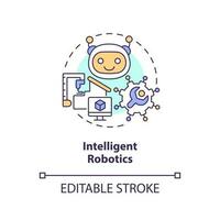 intelligent robotik begrepp ikon. industri automatisering. statliga den finansiering abstrakt aning tunn linje illustration. isolerat översikt teckning. redigerbar stroke vektor