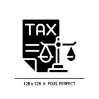 MwSt Gesetz Pixel perfekt rgb Farbe Symbol. finanziell Operationen legal Verordnung. Besteuerung Zahlung bestellen Kontrolle. Silhouette Symbol auf Weiß Raum. solide Piktogramm. Vektor isoliert Illustration