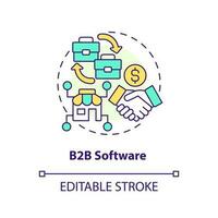 b2b programvara begrepp ikon. företag digitalisering. bäst börja industri abstrakt aning tunn linje illustration. isolerat översikt teckning. redigerbar stroke vektor