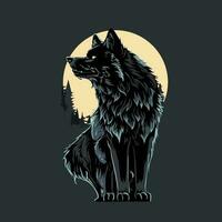 Wolf Heulen beim Nacht Vektor Illustration