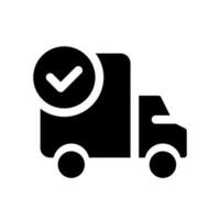 Sendung Komplett schwarz Glyphe ui Symbol. erfolgreich Transport. Benutzer Schnittstelle Design. Silhouette Symbol auf Weiß Raum. solide Piktogramm zum Netz, Handy, Mobiltelefon. isoliert Vektor Illustration