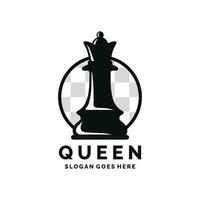 Königin Schach Logo Design Vektor Illustration